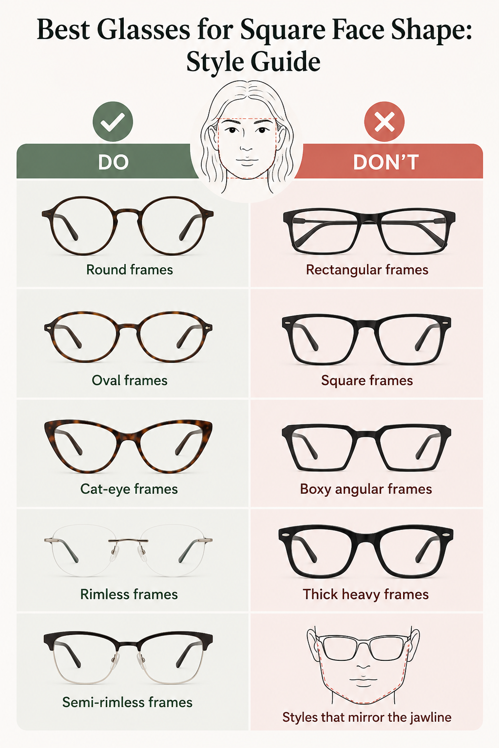 Best frame styles for square faces