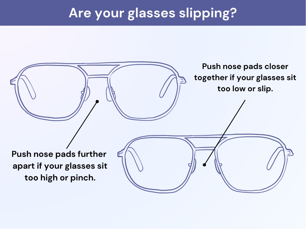 Glasses slipping nose support